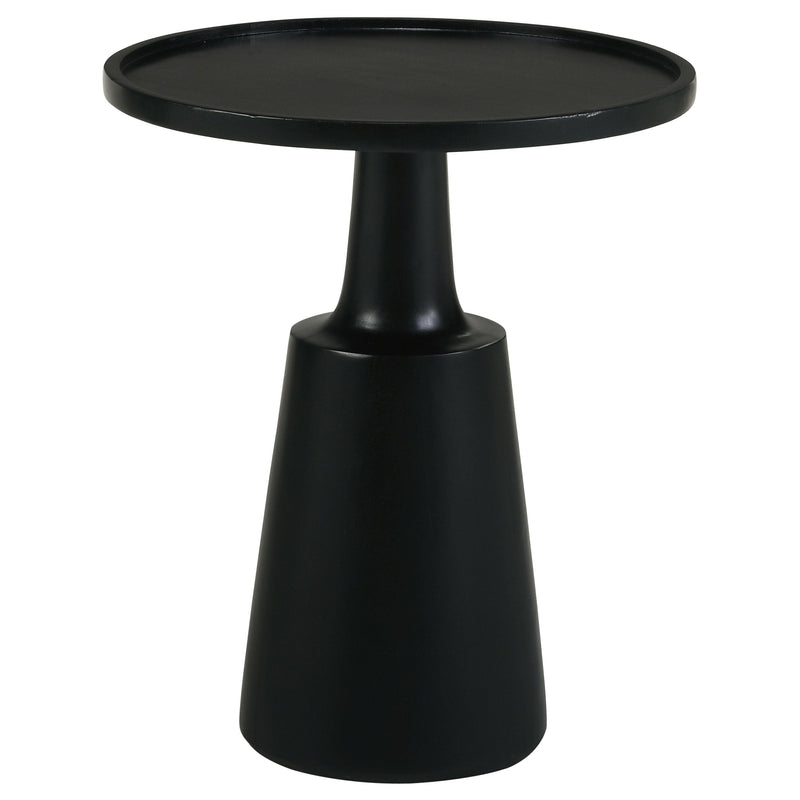 Mesa auxiliar redonda Ixia de madera maciza de mango con acento y tinte negro