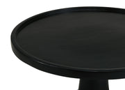 Mesa auxiliar redonda Ixia de madera maciza de mango con acento y tinte negro