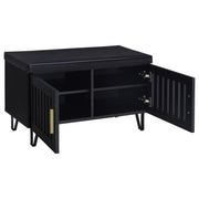 Banco de almacenamiento para zapatos acolchado de dos puertas para entrada Brixton, color negro
