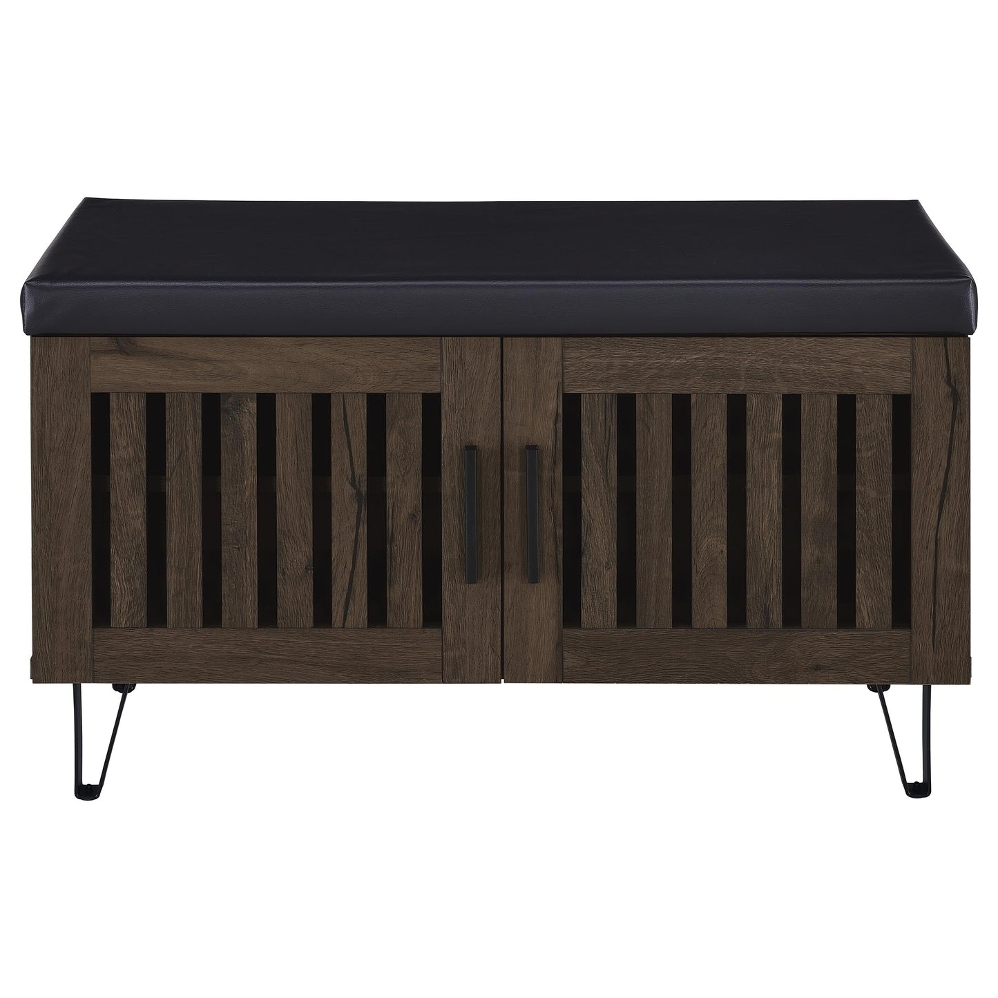 Banco de almacenamiento para zapatos acolchado de dos puertas para entrada Brixton, color negro