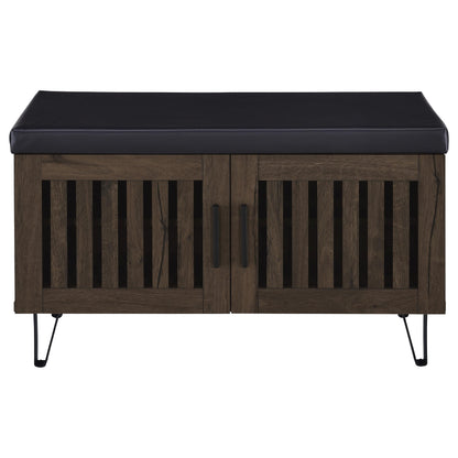 Banco de almacenamiento para zapatos acolchado de dos puertas para entrada Brixton, color negro