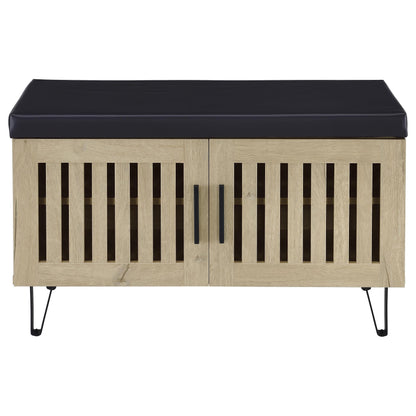 Banco de almacenamiento para zapatos acolchado de dos puertas para entrada Brixton, color negro