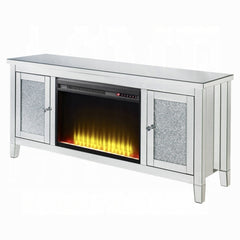 Mueble de TV Noralie Glam con chimenea y patas cónicas