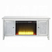 Mueble de TV Noralie Glam con chimenea y patas cónicas
