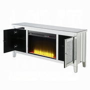 Mueble de TV Noralie Glam con chimenea y patas cónicas