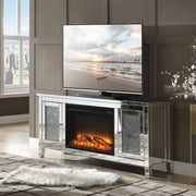Mueble de TV Noralie Glam con chimenea y patas cónicas