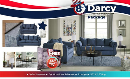 Darcy 8PC Living Room Package + Free 55"Smart TV