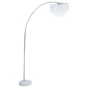 Lámpara de pie colgante Shirley de 86 pulgadas con arco de cristal y metal cromado