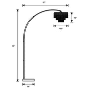 Lámpara de pie colgante Shirley de 86 pulgadas con arco de cristal y metal cromado