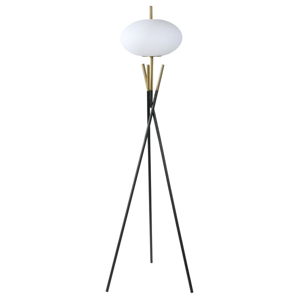 Layton White Orb Shade Tripod Floor Lamp Black