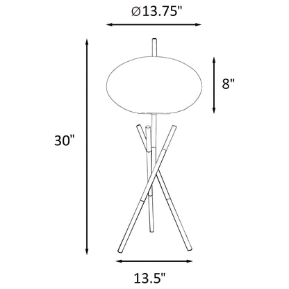 Layton White Orb Shade Tripod Table Lamp Black