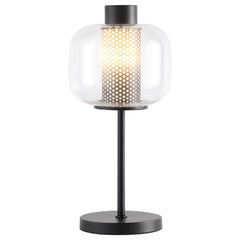 Lámpara de mesa de noche Ingrid de 22 pulgadas con pantalla de vidrio, color negro