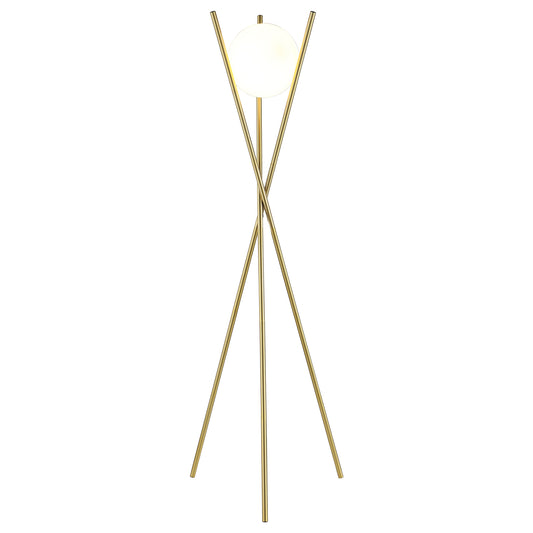 Lámpara de pie Yamileth de 65 pulgadas con trípode de metal y bombilla esférica dorada