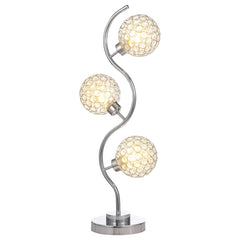 Lámpara de mesa Amberley de metal curvo de 33 pulgadas y 3 luces, color plateado