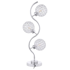 Lámpara de mesa Amberley de metal curvo de 33 pulgadas y 3 luces, color plateado