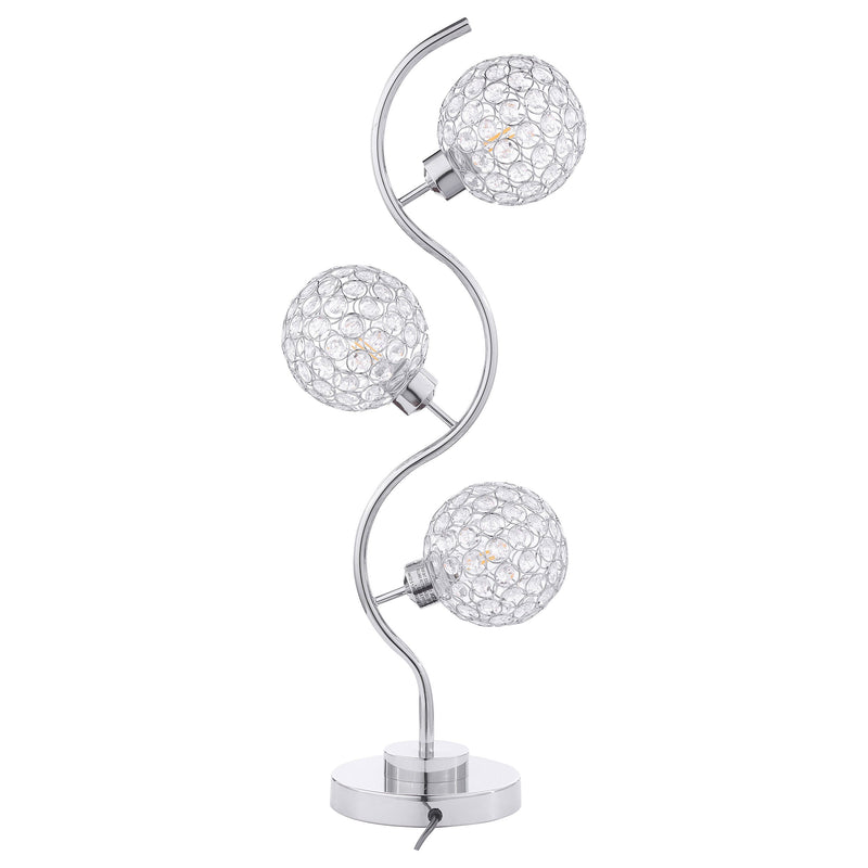 Lámpara de mesa Amberley de metal curvo de 33 pulgadas y 3 luces, color plateado