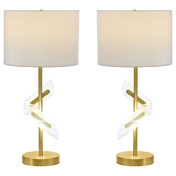 Kingsley 30-inch Drum Shade Table Lamp Gold (Set of 2)