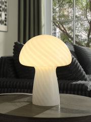 Lámpara de mesita de noche de cristal con forma de hongo Kanaby, color blanco