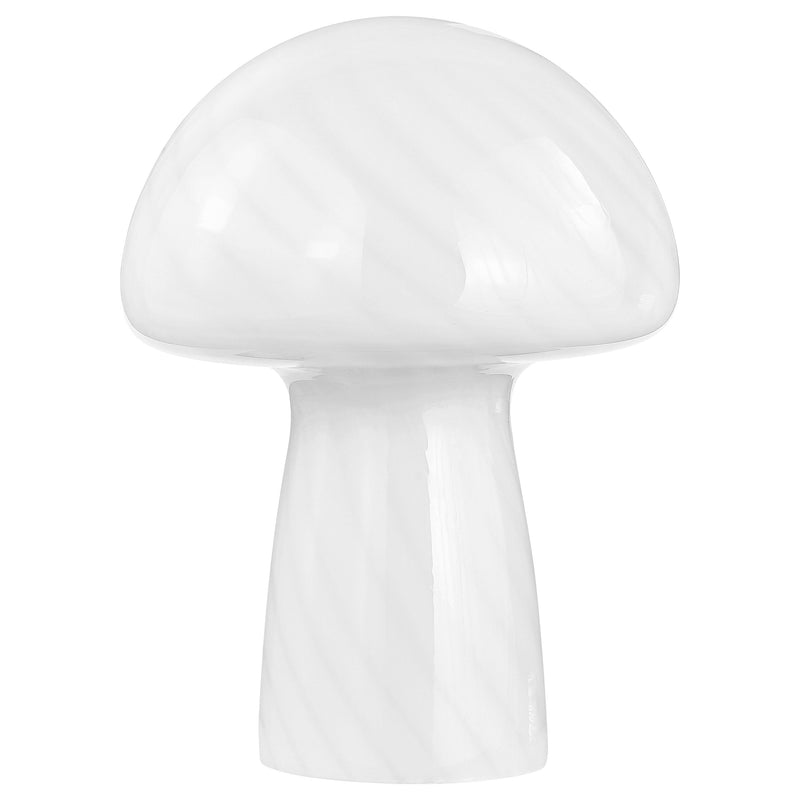 Lámpara de mesita de noche de cristal con forma de hongo Kanaby, color blanco