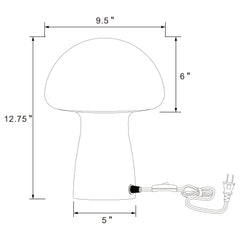 Lámpara de mesita de noche de cristal con forma de hongo Kanaby, color blanco