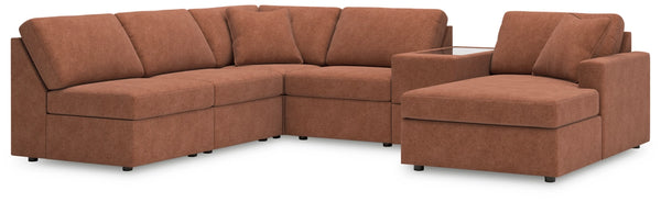 Modmax 6-Piece Modular Performance Fabric Sectional with Chaise and Storage Console