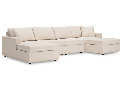 Seccional de tela doble con chaise longue modular de 4 piezas Modmax