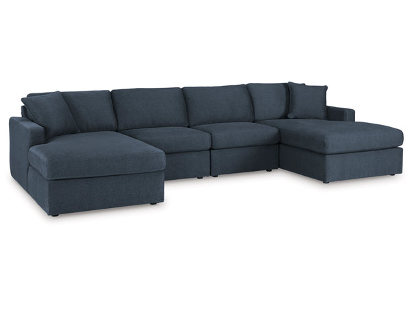 Seccional de tela doble con chaise longue modular de 4 piezas Modmax