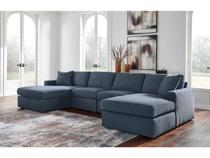 Seccional de tela doble con chaise longue modular de 4 piezas Modmax