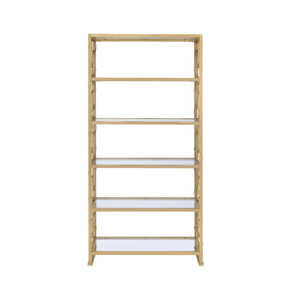 Milavera 77"H x 37"W Open Gold Bookshelf