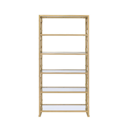 Milavera 77"H x 37"W Open Gold Bookshelf