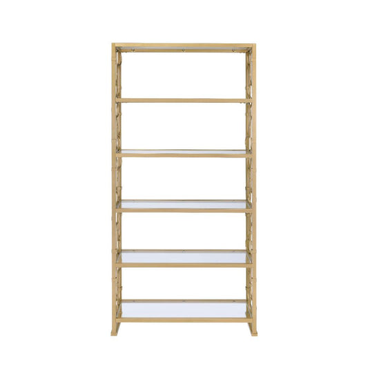 Milavera 77"H x 37"W Open Gold Bookshelf