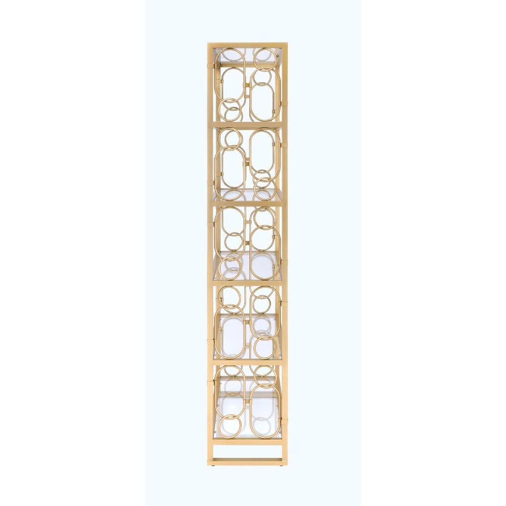 Milavera 77"H x 37"W Open Gold Bookshelf