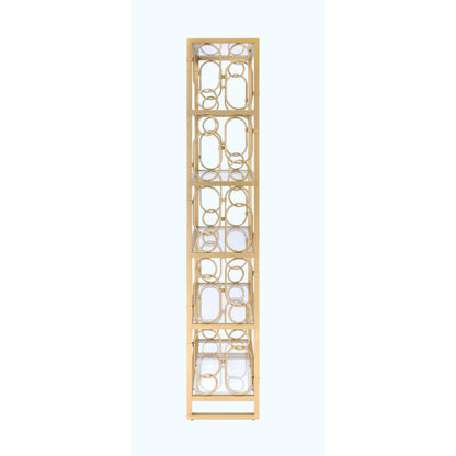Milavera 77"H x 37"W Open Gold Bookshelf