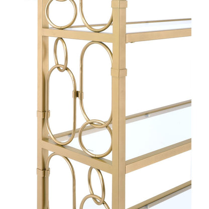 Milavera 77"H x 37"W Open Gold Bookshelf