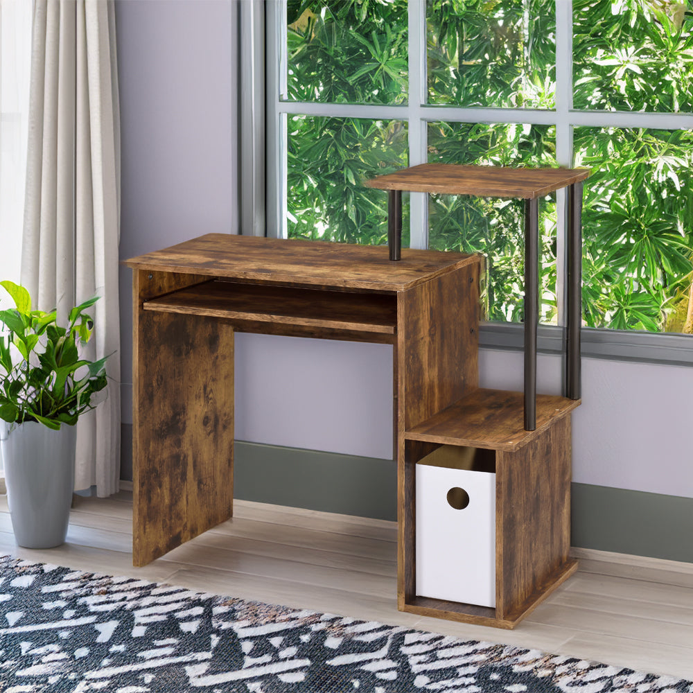 Lyphre Computer Desk - Weathered Oak & Black