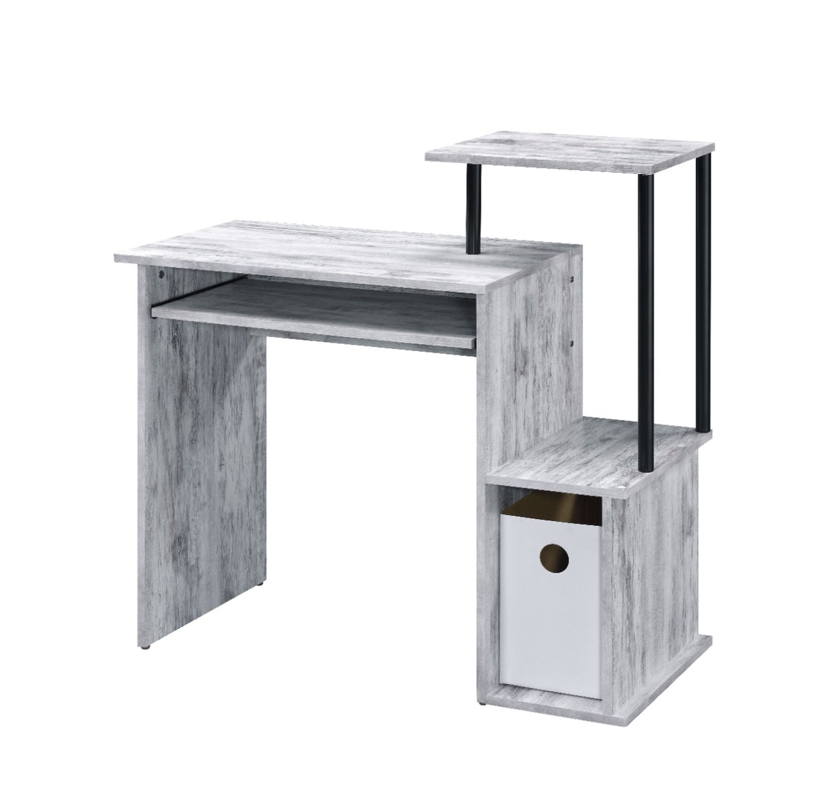 Lyphre Computer Desk - Antique White & Black