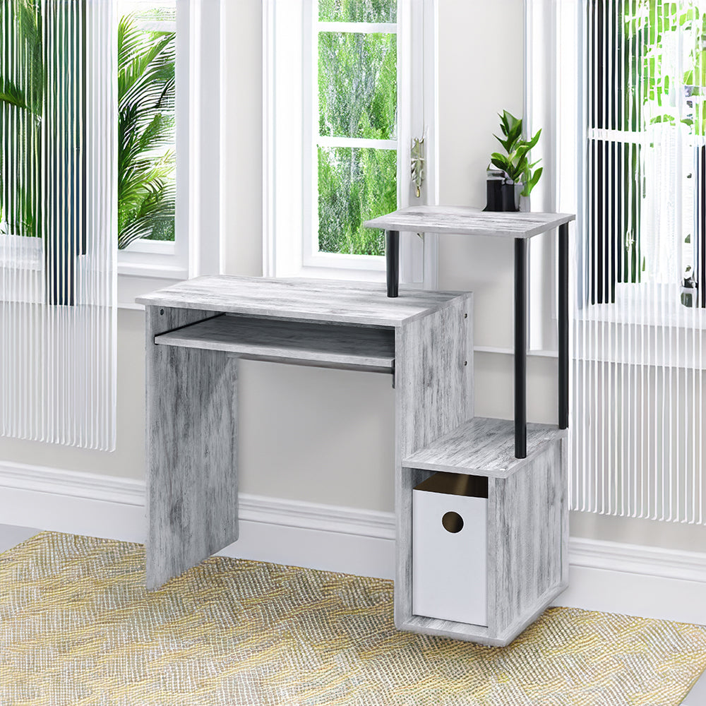 Lyphre Computer Desk - Antique White & Black