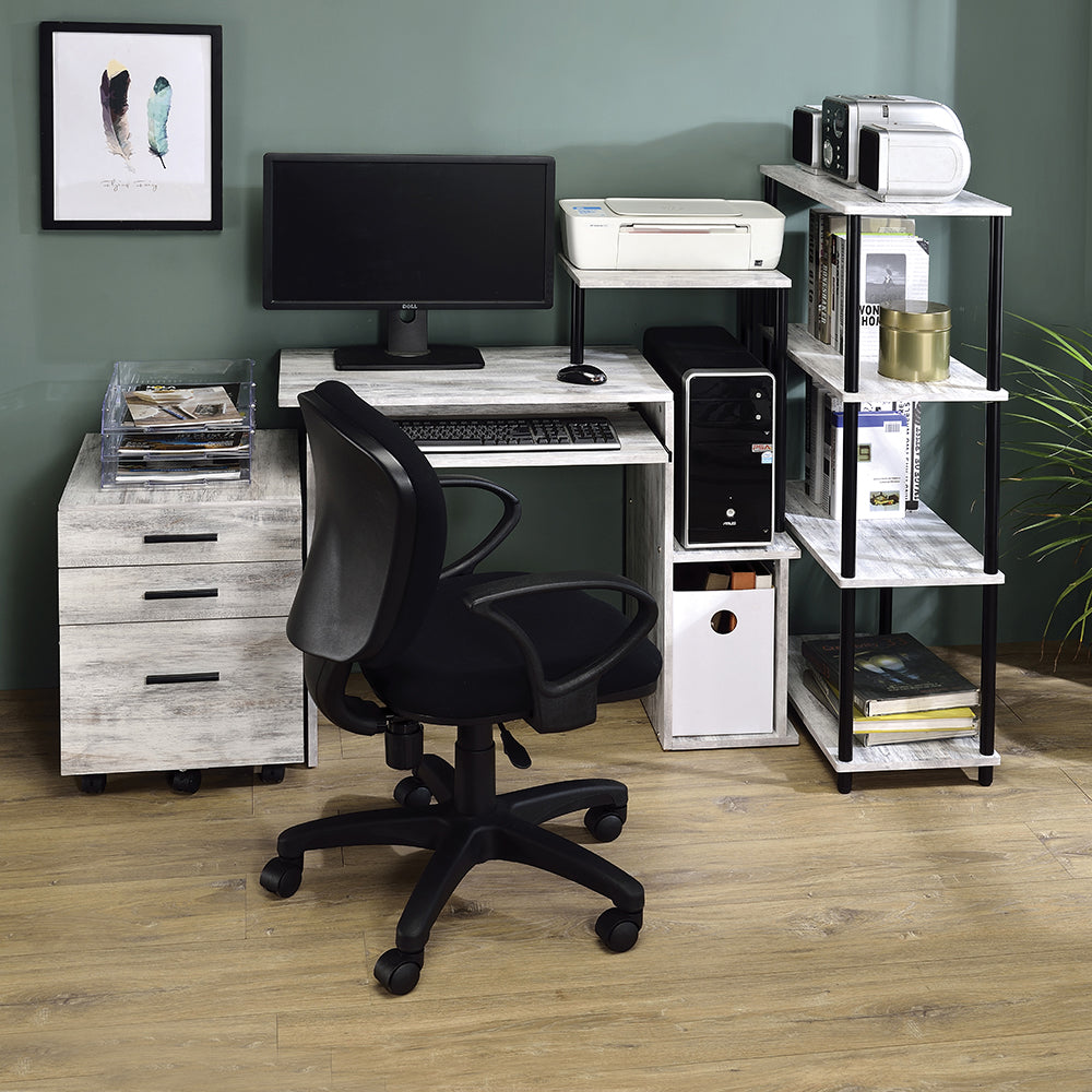 Lyphre Computer Desk - Antique White & Black