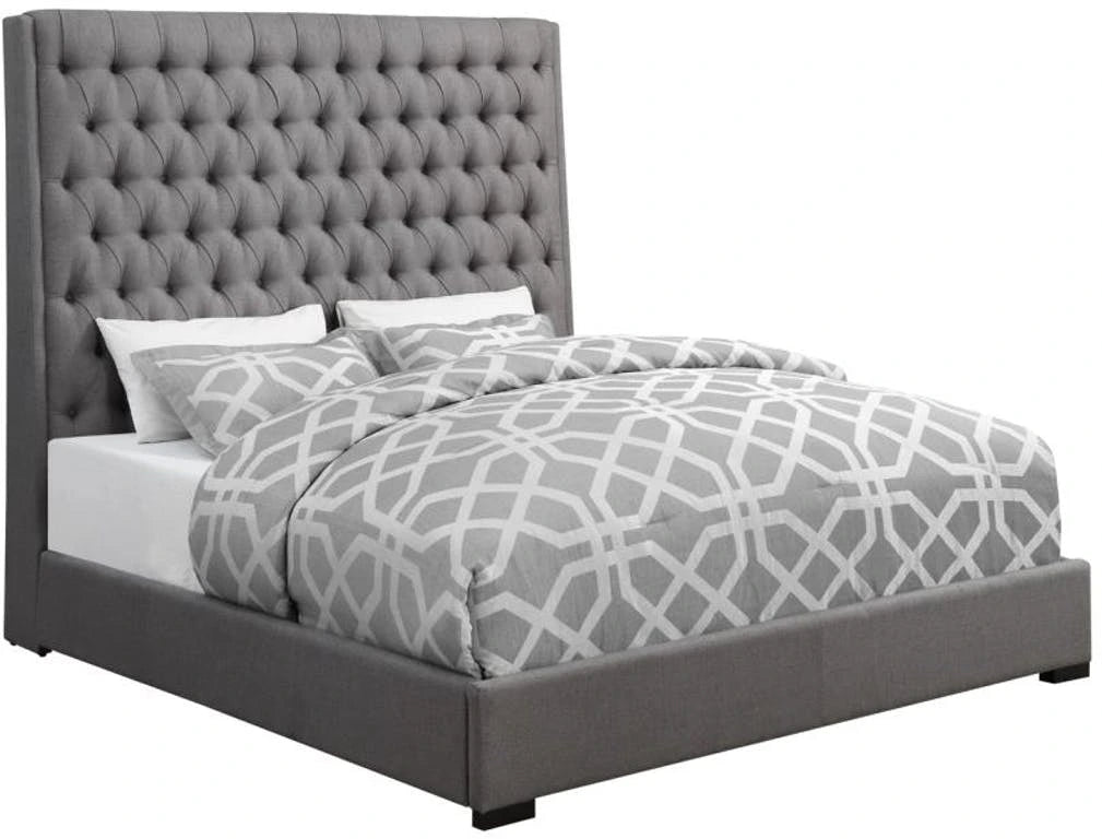 Camille Gray Bed Button Tufted Bed
