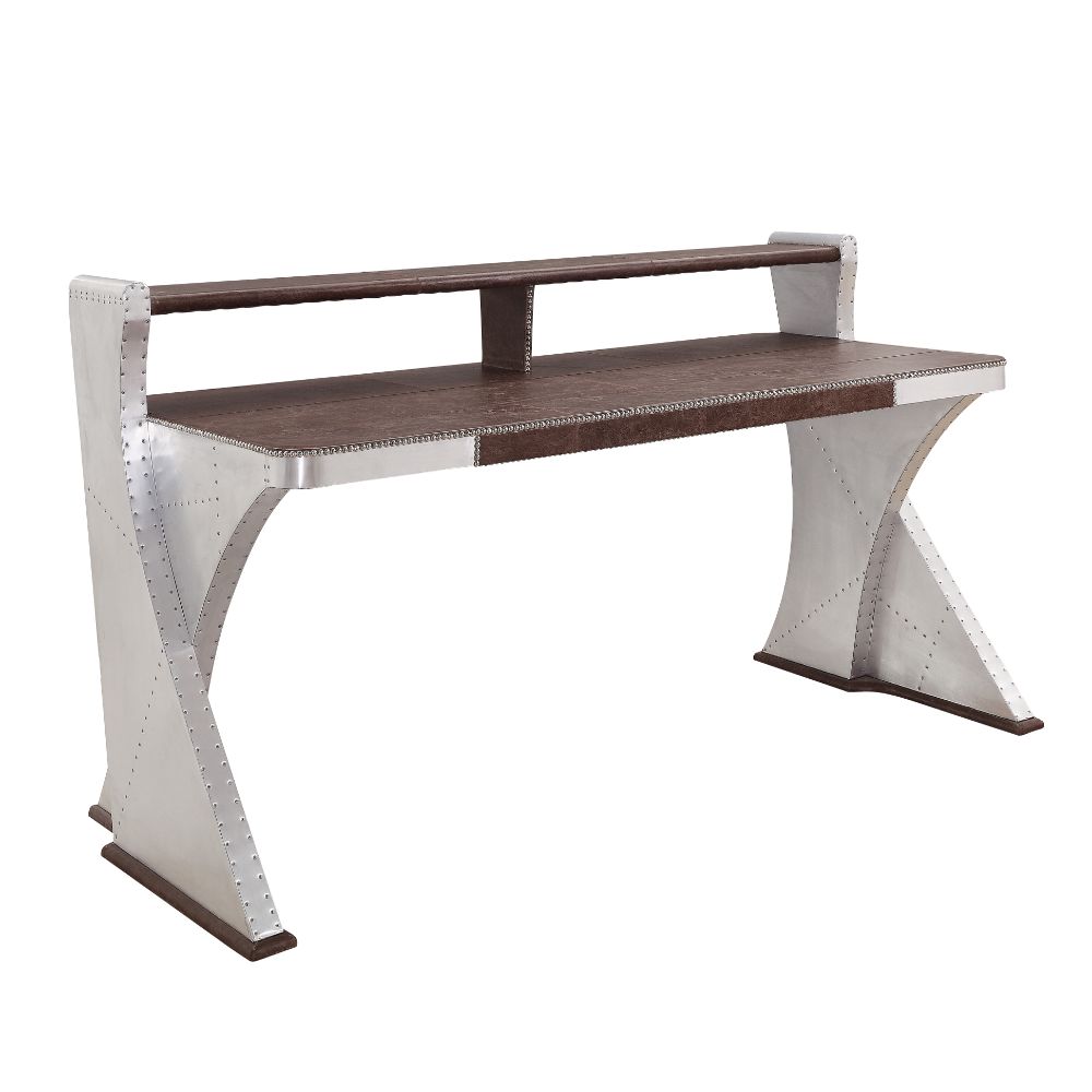 Escritorio ejecutivo Brancaster de 183 cm de largo, de cuero de grano superior