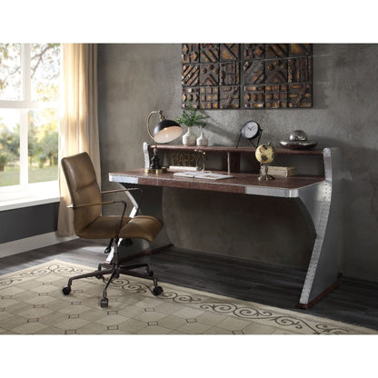 Brancaster 72"L Top Grain Leather Executive Writing Desk