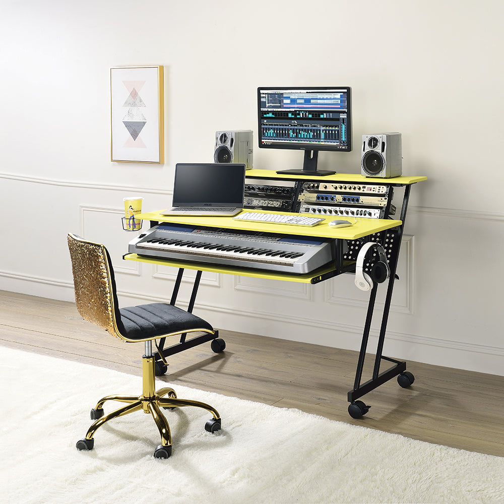 Suitor Music Recording Studio Desk - Yellow & Black