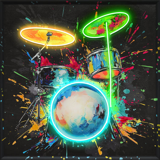 ''Neon Drums'' Hand-painted LED in Frame