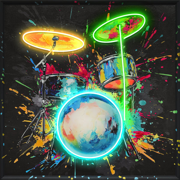 ''Neon Drums'' Hand-painted LED in Frame