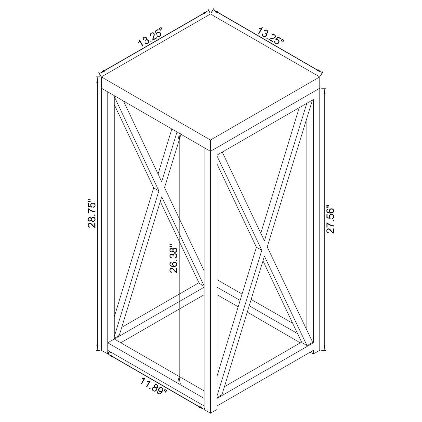 Mesa auxiliar cuadrada Edmund en blanco brillante y cromado
