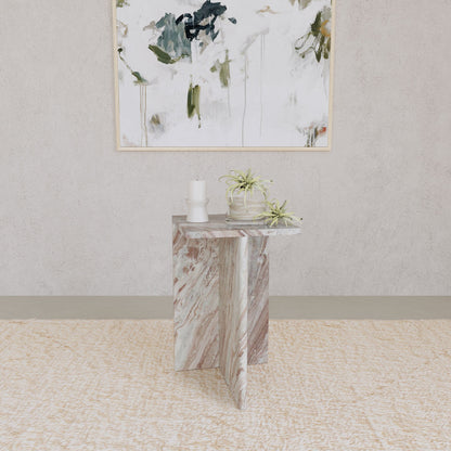 Mesa auxiliar con acento de mármol genuino Bowdoin en gris