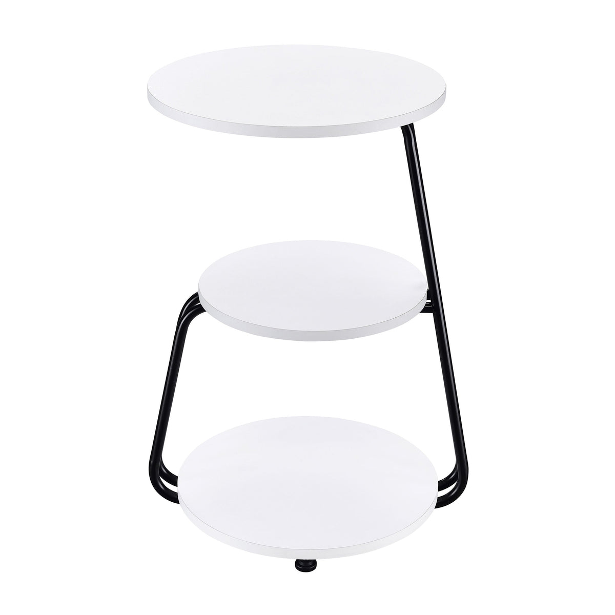 Mesa auxiliar redonda de 3 niveles Hilly en blanco y negro