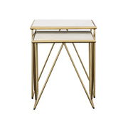 Bette Marble Top Nesting Table Set White and Gold