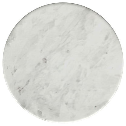 Mesa auxiliar redonda Berkeley con tapa de mármol, blanca y marrón