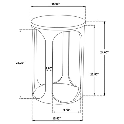 Mesa auxiliar redonda Berkeley con tapa de mármol, blanca y marrón